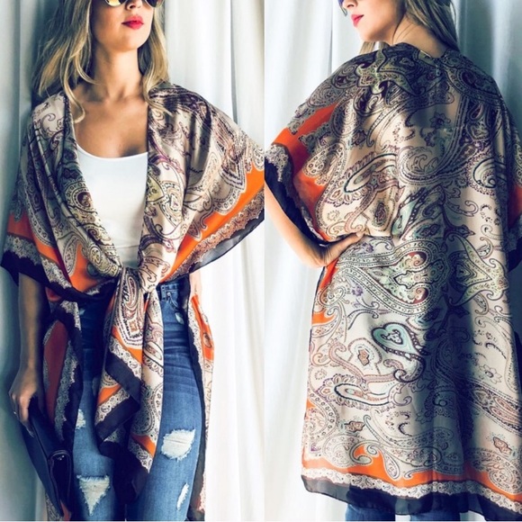New Paisley Print Kimono Cardigan - Picture 4 of 6